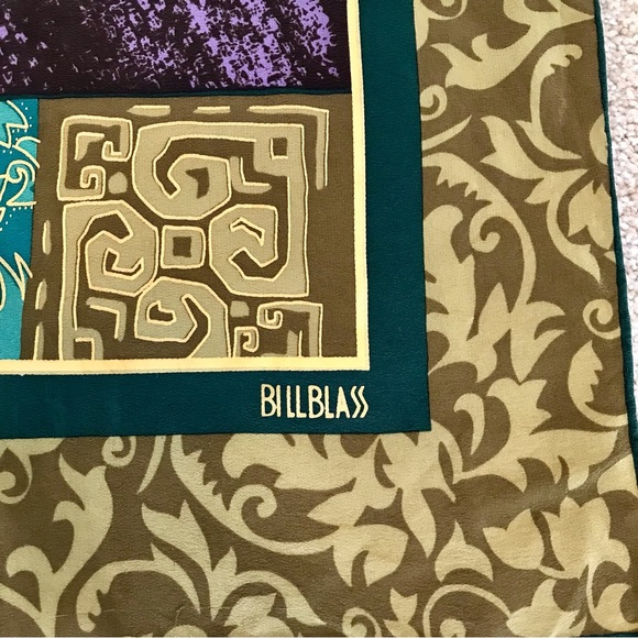 Bill Blass gorgeous silk scarf with gold embellishments. Like new. 32x35” - Picture 5 of 5